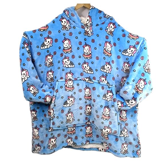The Oodie Blue Unicorn Hoodie Wearable Oversized Blanket for Men Women Unisex - Picture 3 of 10